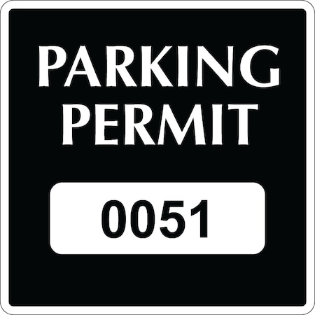 Lustre-Cal Static Cling Parking Permit Black 3in x 3in  Square Serialized 051-100, 50PK 253745SCL1KSq0051